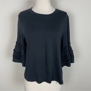 See by Chloe Black Flared Sleeve Knit Top Small
